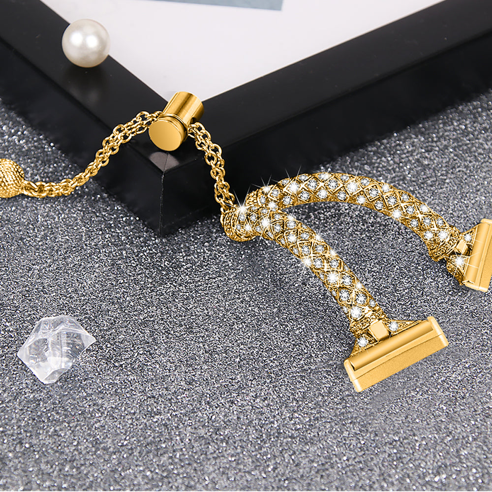 For Fitbit Versa 4 Sense 2 Bracelets Band Rhinestone Decor Bling Chain Copper Watch Strap For Fitbit Versa 4 Sense 2 Bracelets Band Rhinestone Decor Bling Chain Copper Watch Strap